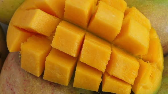 Yellow Ripe Cut Mango on Plate