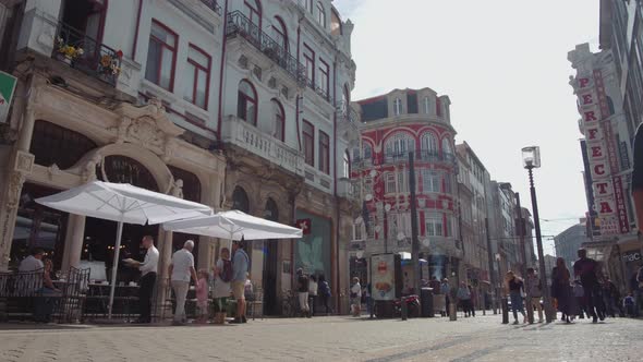 15 OCTOBER 2018 Porto Portugal Anonymous Crowd of People Walking Porto Portugal Europe City Street