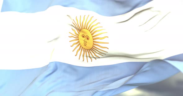 Realistic Argentina Flag Close Up 4K Loop