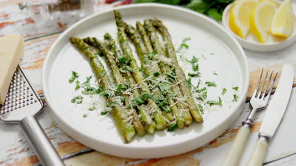 Roasted Asparagus with Parmesan Cheese and Parsley