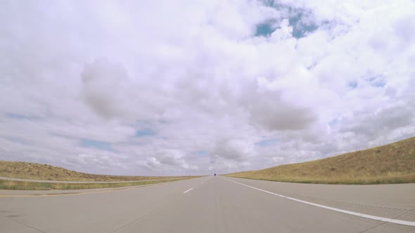 POV point of view -Driving East on interstate highway 76 in the Spring.