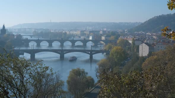 Panorama of Prague Bridges.