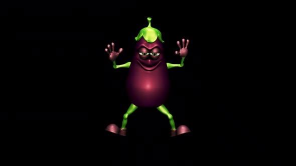 Fun Eggplant  Looped Dance with Alpha Channel and Shadow alt