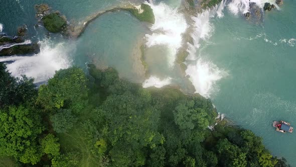 Aerial view, panorama view of beautiful waterfall