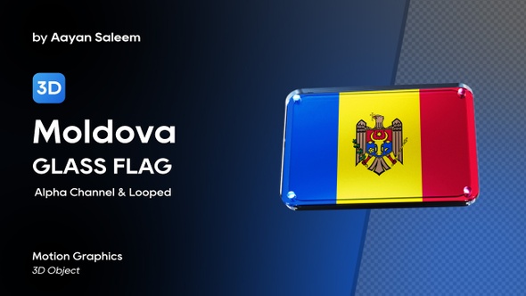 Moldova Flag 3D Glass Badge