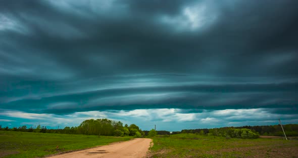 Huge Shelf Cloud in the Evening Light Amazing Blue Cloud Formations