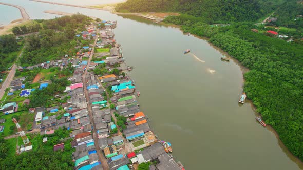 An aerial view over the “Pak Nam Tako”