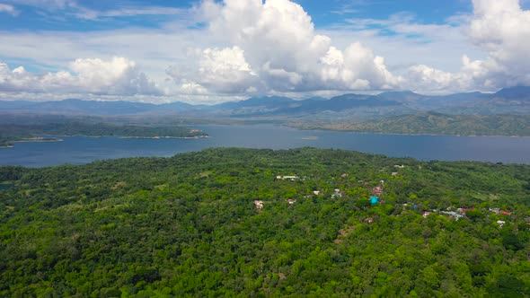 A Lake Among Green Hills and Mountains. Pantabangan Lake