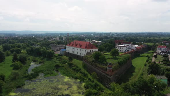 The Beautiful Medieval Dubno Castle at Dubno Ukraine Aerial View