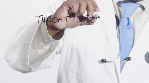 Asian Doctor Writes Throat Infection