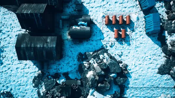 Arial View of Antarctic Base and Scientific Research Station