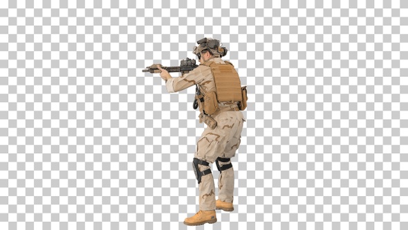 Soldier aiming with an assault rifle, Alpha Channel