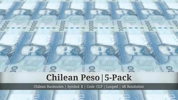 Chilean Peso | Chile Currency - 5 Pack | 4K Resolution | Looped