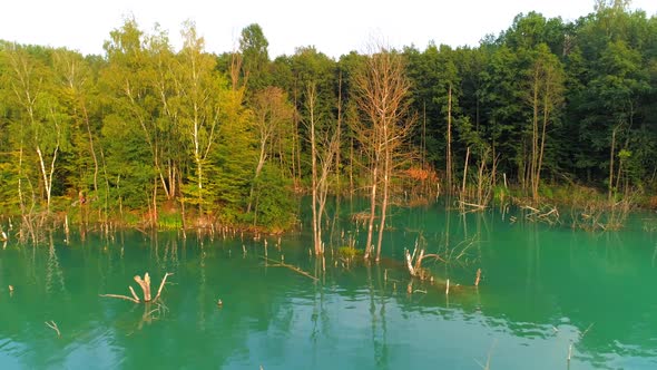 Aerial Footage of Azure Waterscape Inside Artificial Pit