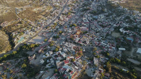 Bernal Pueblo Magico, Queretaro, Mexico, village, 4k Drone Shot
