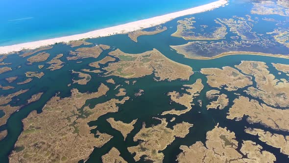 Aerial Reeds, Waterway Channels, Swamp and Wetland in the Dalyan Delta