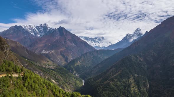 Ama Dablam and Taboche Mountains on Sunny Day. Himalaya, Nepal