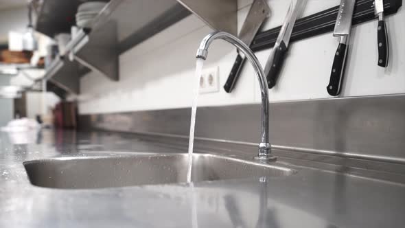 Tap water in a commercial kitchen