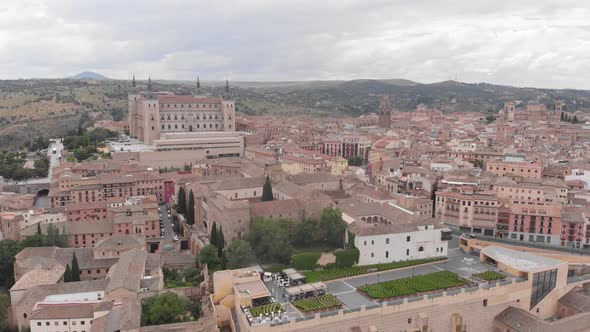 Aerial view to Toledo Cathedral and the city, Toledo, Spain