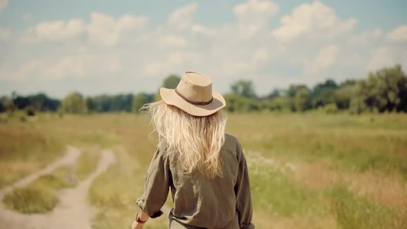 Wild Nature Of  Serengeti Or Ngorongoro Zanzibar Arusha. Woman On Africa Tarangire Safari Adventure.