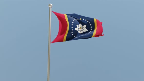 Mississippi flag on flagpole.