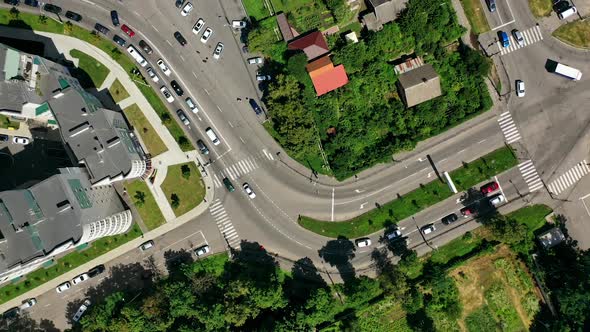 Modern City Crossroad. Aerial city view of crossroads and roads