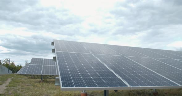 The Modern Solar Panels Close Up Solar Power Station