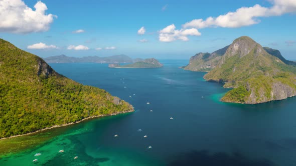 Seascape Timelapse with Tropical Islands El Nido Palawan Philippines