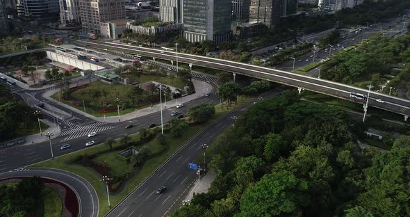 Drone aerial footage of landscape in shenzhen city,China