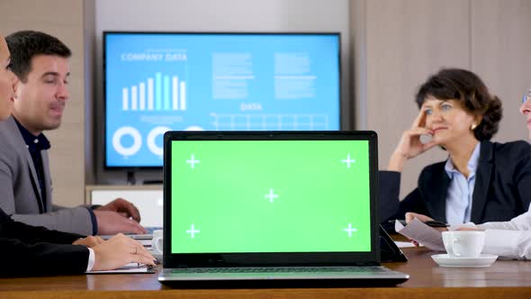 Dolly Shot of Laptop with Green Screen Chroma Mock Up