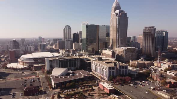 Aerial Establishing Shot Downtown Charlotte Nc Usa