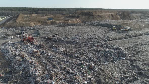 Garbage Dump Aerial View of the Garbage and Waste Storage Environmental Pollution View From a Height