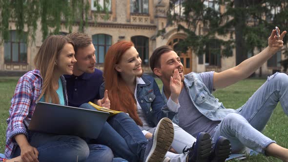 Students Take Selfie on the Lawn