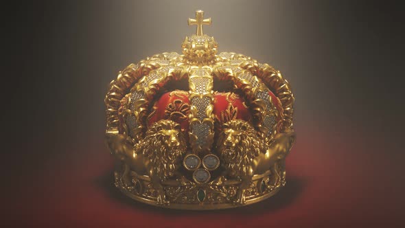 Royal vintage golden crown with cross and lions Symbolizing monarchy and kingdom