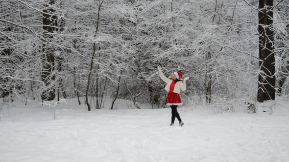Video Call of a Girl in a Snowy Winter Forest