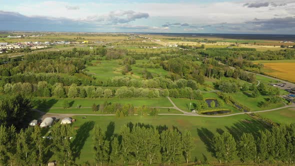 golf course overview sideways flight