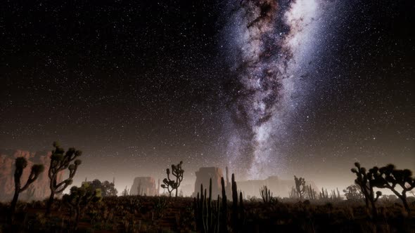 Hyperlapse in Death Valley National Park Desert Moonlit Under Galaxy Stars