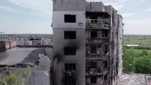 Borodyanka Ukraine  a Destroyed Building During the War Bucha District