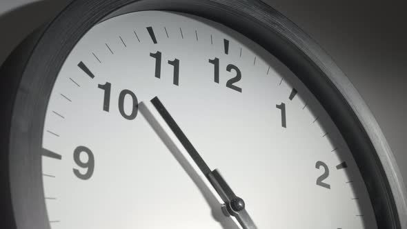 Clock Face In Time Lapse On White Wall 