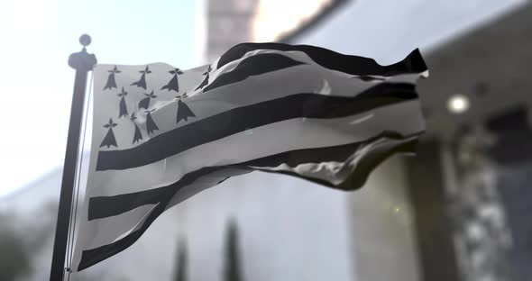 Brittany region flag waving