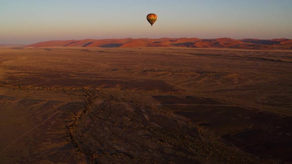 Flying over the desert in Namibia in a hot air balloon