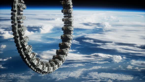 Futuristic Space Station on Earth Orbit alt