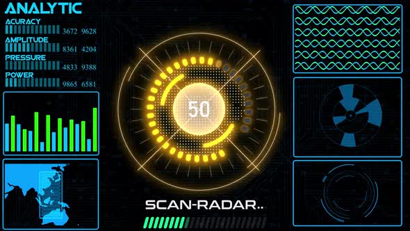 Technology radar HUD motion background. Vd 63