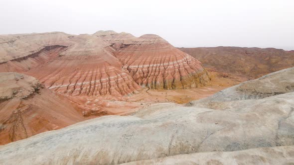 Drone Shot of Desert Mountains Aktau in Kazakhstan