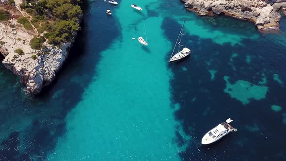 Aerial: Cala Llombards in Mallorca, Spain