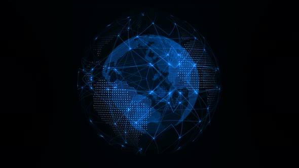 Blue Color Plexus Earth Animation On Black Background alt