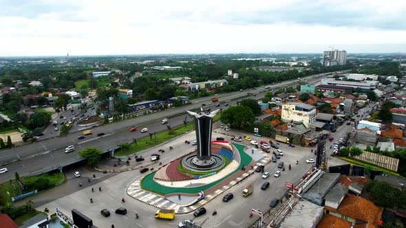 Aerial view of the beautiful Tugu Pancakarsa near from sentul circuit. Bogor, Indonesia