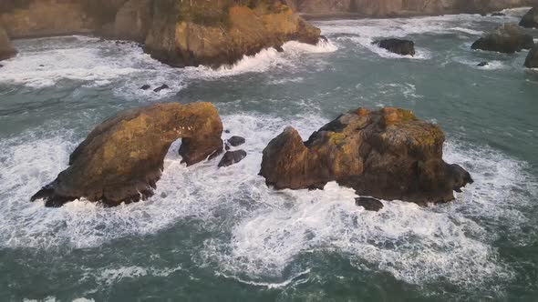 Aerial of the rugged coastline of Oregon, USA