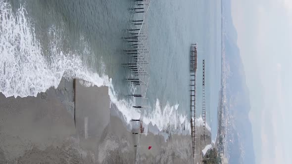 Vertical Video Beach at the Seaside Resort Town