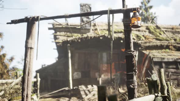 Old Retro Village in Pine Forest alt